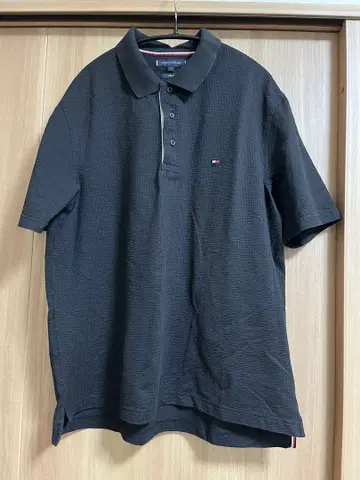 TOMMY HILFIGER 블랙 피케 셔츠