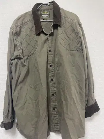 Eddie Bauer 캐주얼 셔츠 XXL 올리브 그린 구제 의류