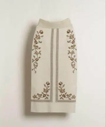 Eaphi 스카프 모티프 니트 스커트 아이보리