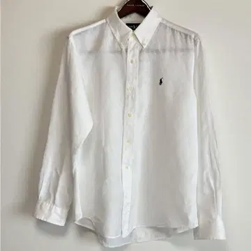 Ralph Lauren 화이트 버튼 다운 린넨 셔츠