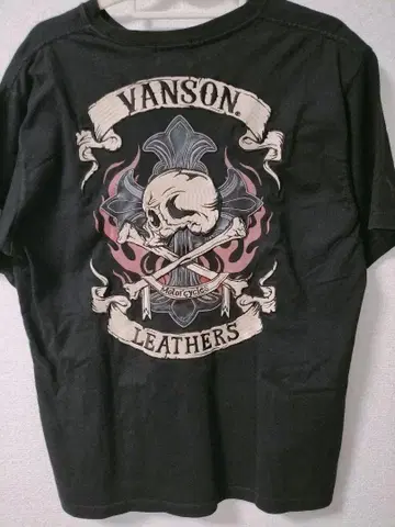 VANSON 스컬 디자인 티셔츠 XL 블랙