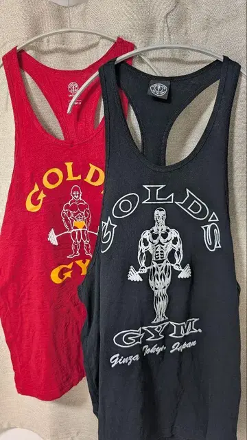 [ XL 2매 세트 ] GOLD'S GYM 탱크탑 블랙 레드