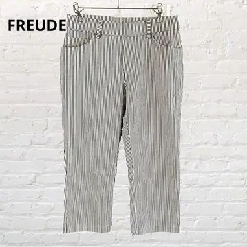 9249 FREUDE 크롭 팬츠 스트라이프 M 스트레치 팬츠