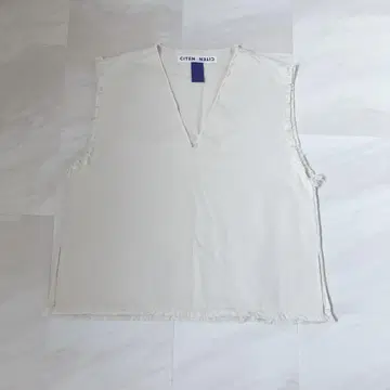 CITEN 시텐 V넥 프릴 베스트 화이트 아이보리 프리 사이즈