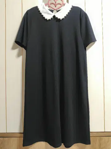 ZARA 화이트 카라 블랙 원피스 펄 장식 바이컬러 넉넉한 원피스