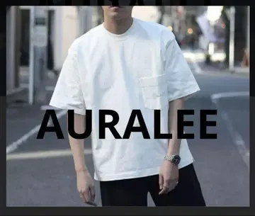 AURALEE 화이트 화이트 티셔츠 사이즈 L 두꺼운 코튼 오버사이즈
