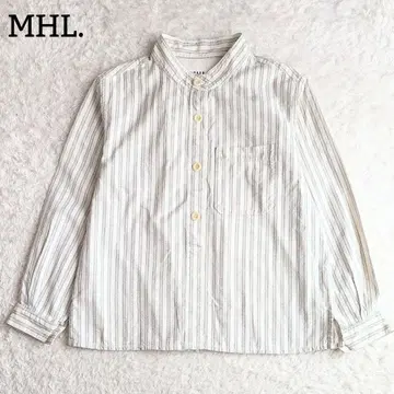 새상품급 MHL 옥스퍼드 셔츠 긴팔 셔츠 스트라이프 L 아이보리