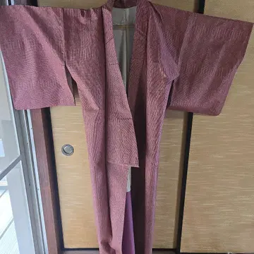 핑크색 면 소재 소문양 기모노