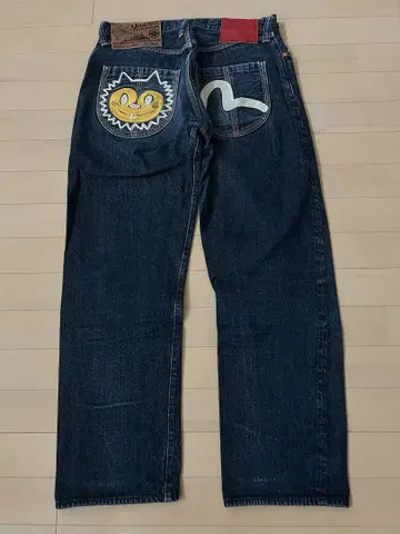 리미티드 고양이 자수 EVISU 진 YAMANE 더블 네임 에비스 야마네