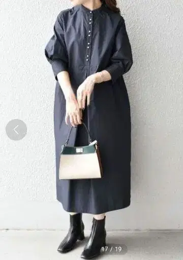 쉽스 프론트 펄 버튼 원피스