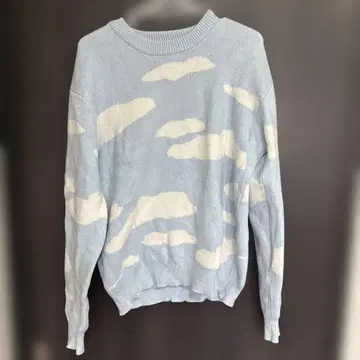 iShirt 스카이블루 구름무늬 긴팔 니트