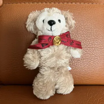 초기 다피 레드 리본 화이트 태그 플러시 인형 스트랩 플러시 스트랩