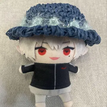 인형용 밀짚 모자 파란색 10cm