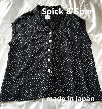 Spick and Span 반소매 도트 셔츠 편안한 핏 일본제