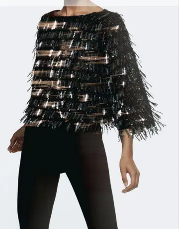 미품 ZARA 스팽글 컷소