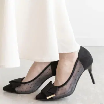 randa 란다 접이식 리본 스틸레토 펌프스 블랙 24.0cm