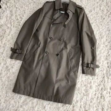 미품 액세서리 울 코튼 서지 트렌치 코트 L