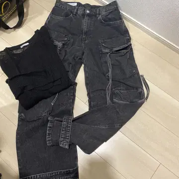 ZARA 2웨이 데님, 메쉬 톱 코디네이트 세트