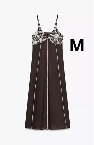 ZARA 자라 스트랩 자수 미디 원피스