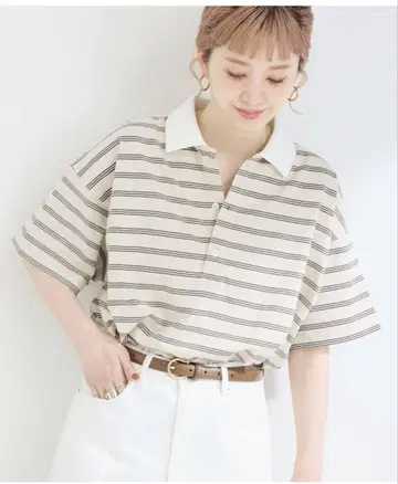B.C.STOCK 티셔츠 카라 부착 보더 S/STEE 여성용