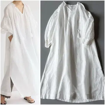 메종 예나 카프탄 원피스 인도 면 소재 프릴 칼라 리 마