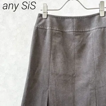 SiS 무릎 길이 스커트 플리츠 스웨이드 느낌 심플 안감 포함