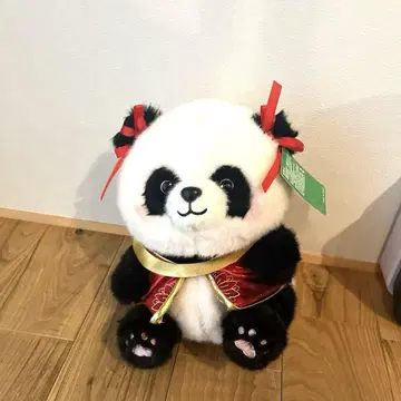 팬더 봉제 인형 빨간 리본 포함