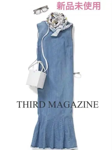새 제품 태그 부착 THIRD MAGAZINE 사드 매거진 데님 원피스