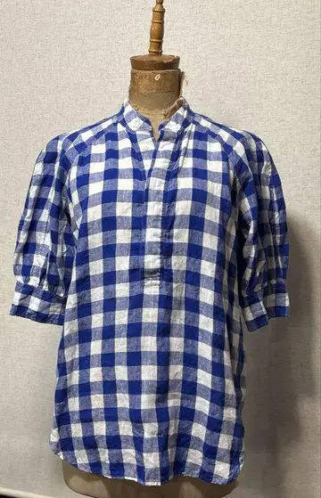 폴로 랄프로렌 깅엄 체크 린넨 블라우스 0 새상품급
