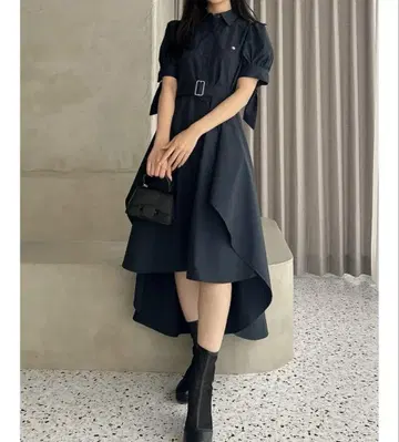POLO BCS x dazzlin 헴 레이어드 셔츠 원피스 네이비