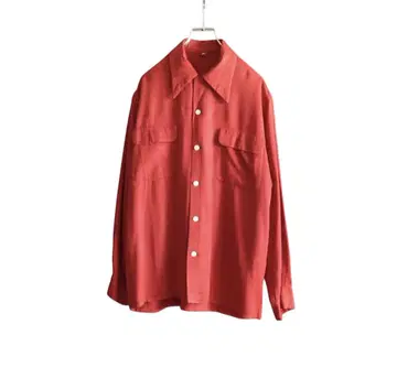 40s~ red rayon box shirt