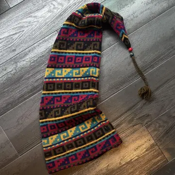 1990년대 수면용 모자 에스닉 전체 패턴 니트 모자 비니 사이키델릭