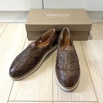 VARISISTA 브라운 땋기 디자인 슬리퍼 샌들