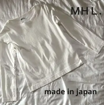 MHL. 마거릿 하웰 장소매 컷소 티셔츠 화이트 일본제