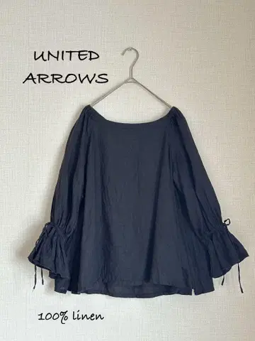 UNITED ARROWS 린넨 100% 블랙 블라우스