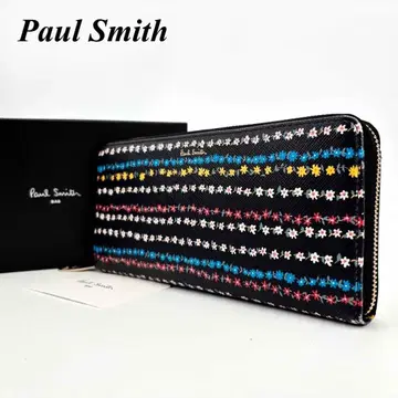 미사용 Paul Smith 장지갑 라운드 지퍼 플로럴 스트라이프