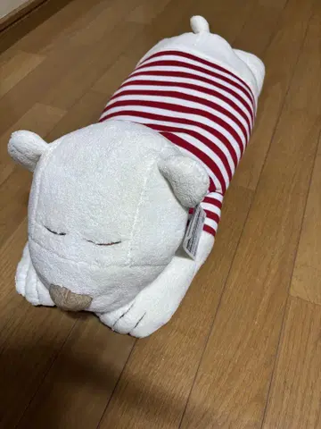 니토리 화이트 곰 봉제 인형 스트라이프