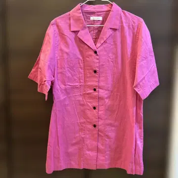 CASA FLINE 카사 플라인 핑크 오픈 칼라 셔츠 면