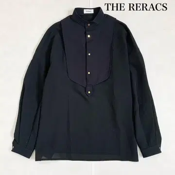 더 릴랙스 비브 프론트 퍼프 슬리브 풀오버 블라우스 블랙 골드 버튼
