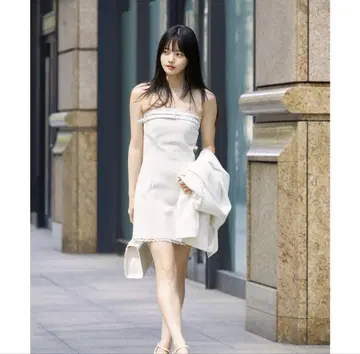 레이스 레이어드 컷 미니 원피스