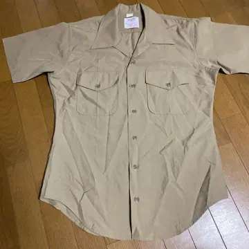 USA US NAVY Creighton 베이지 반팔 셔츠