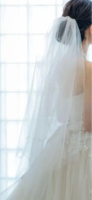화이트 웨딩 베일 비즈 자수 빗 포함