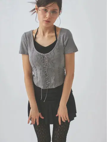 pellicule laceup corset layered tee