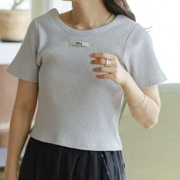 카스타네 kastane 니트 태그 리브 티셔츠 블루