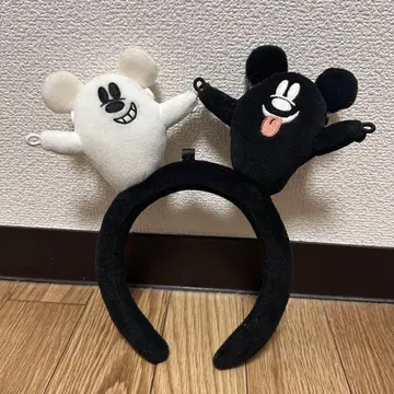 미키마우스 머리띠 화이트 블랙 디즈니 할로윈