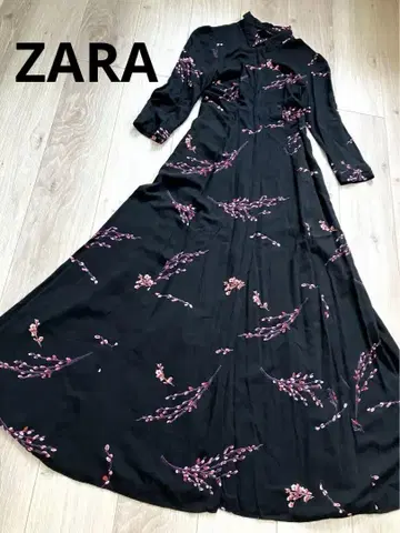 ZARA WOMAN 롱 원피스 사쿠라 패턴 맥시 길이 플레어