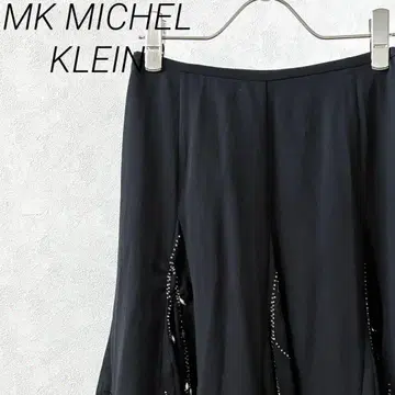 MK 미셸 클라인 무릎 길이 스커트 플레어 비즈 진주 시스루