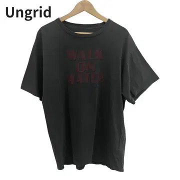 Angrid 페이드감 검정 레이디스 티셔츠 반소매 프린트 면