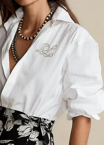 POLO RALPH LAUREN 모노그램 블루종 슬리브 셔츠 XL