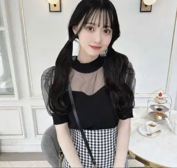 미셸 마카롱 백리본 오간자 상의